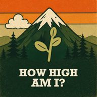 How High Am I? app icon: a retro snow-capped mountain with an alpine sprig and the HOW HIGH AM I? wordmark
